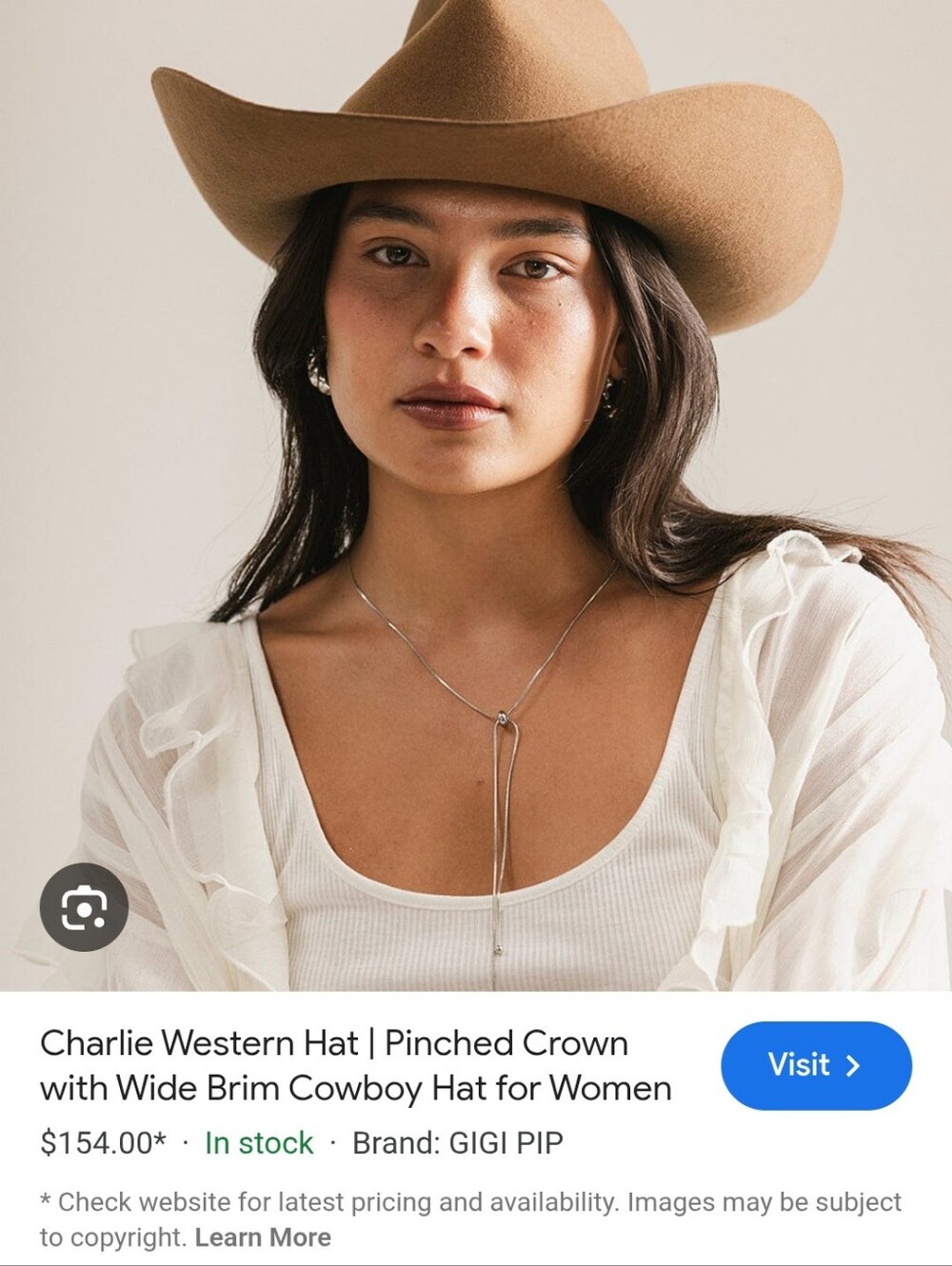 GIGI PIP WESTERN WOOL HAT Classic Brown Wool Felt Fedora coastal Cowgirl Rodeo - Picture 6 of 16